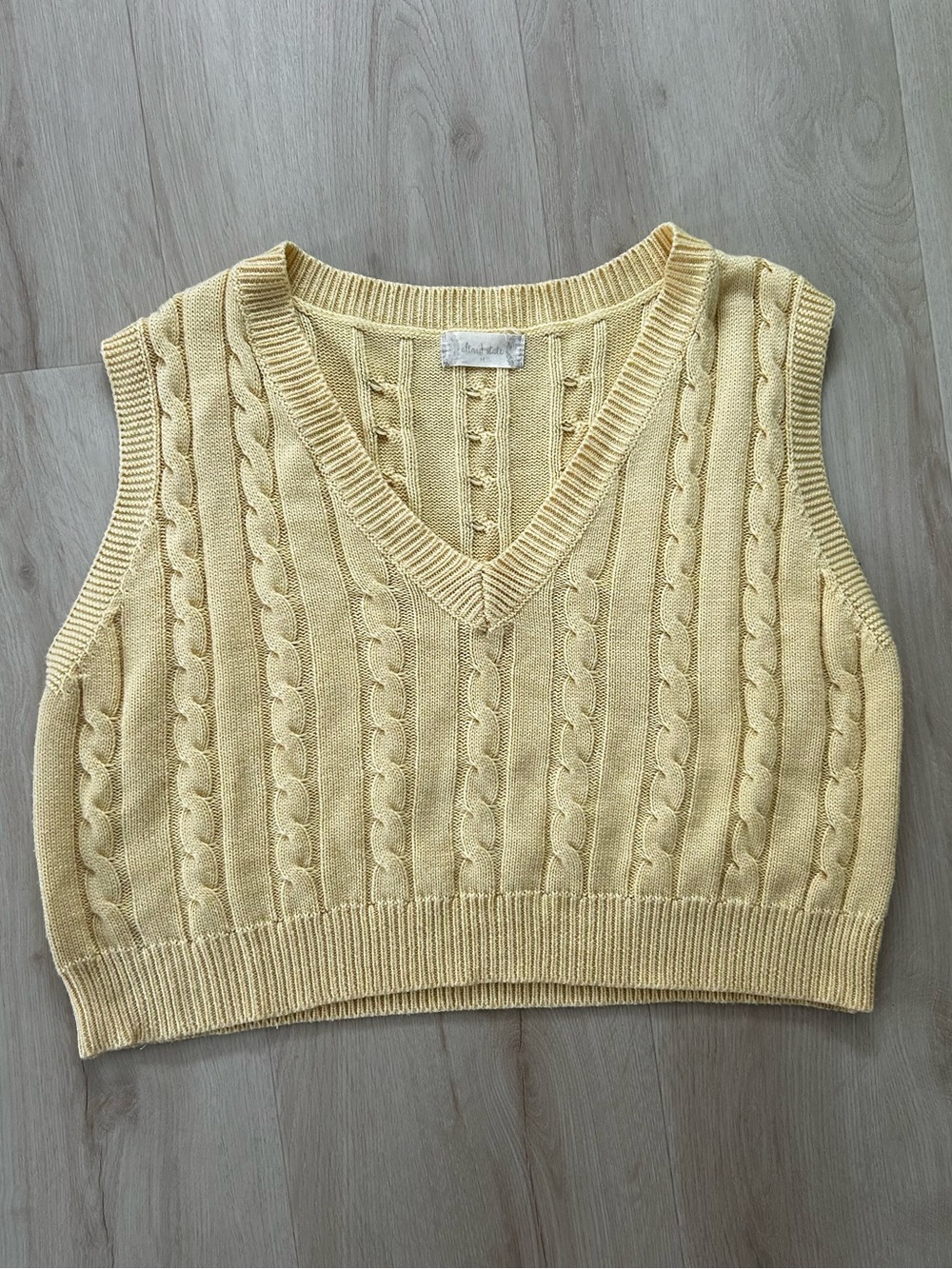 Altar'd State Yellow Cable Knit V-Neck Tank Sweater